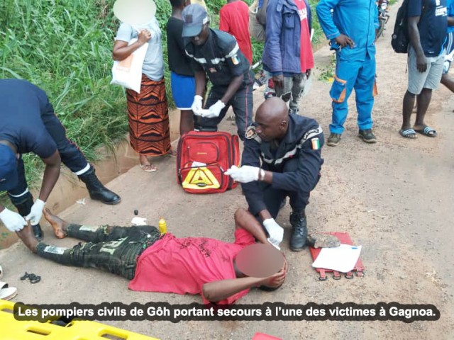 GAGNOA : LES POMPIERS CIVILS SOLLICITÉS POUR PLUSIEURS ACCIDENTS DE LA CIRCULATION