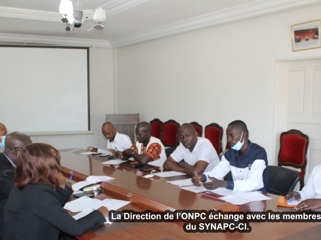 LA DIRECTION DE L’ONPC REÇOIT LE SYNDICAT NATIONAL DES POMPIERS CIVILS DE CÔTE D’IVOIRE (SYNAPC-CI)