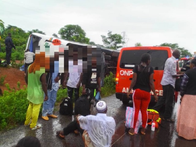 SORTIE DE ROUTE D’UN CAR DE 70 PLACES A KATIOLA : 05 BLESSES GRAVES ET 19 LEGERS