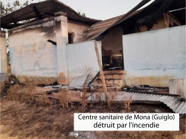 LE CENTRE DE SANTE DE MONA (GUIGLO) ET UN LIEU D’HABITATION A TONHOULE (MANKONO) RAVAGÉS PAR LE FEU