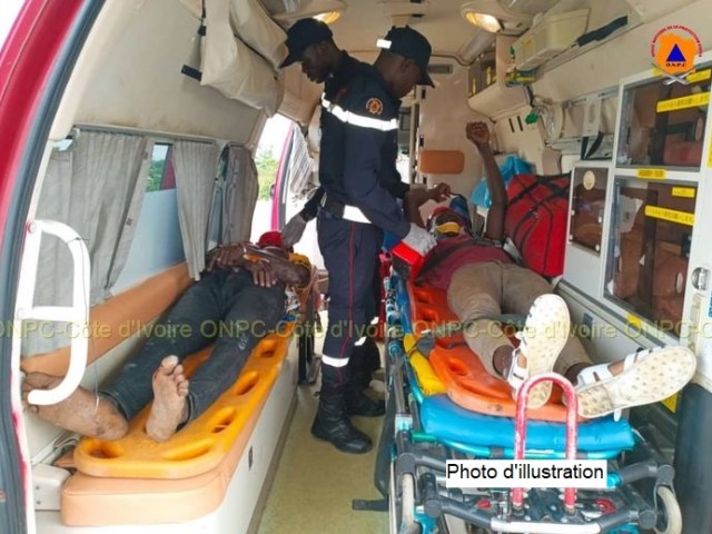 KATIOLA : DEUX ECOLIERS GRIEVEMENT BLESSES SECOURUS PAR LES POMPIERS CIVILS APRES UN ACCIDENT DE LA CIRCULATION 