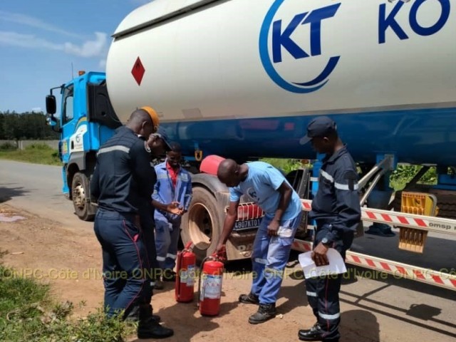 SOUBRE : LES POMPIERS CIVILS, AU CORRIDOR DE GALEA POUR UNE SENSIBILISATION SUR LE TRANSPORT DE MARCHANDISES DANGEREUSES (TMD)